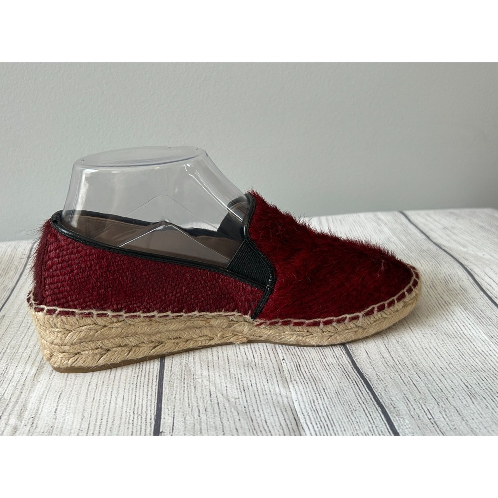 Zara Espadrilles‎ Womens Size 6.5/7 Red Ponyhair Slip On Platform Boho Summer
